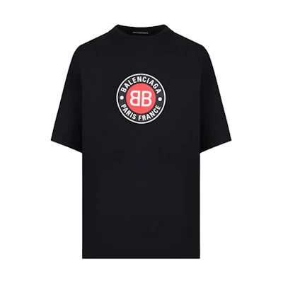 Balenciaga Oversized Black Double B Logo T-Shirt 612966TJVD61000