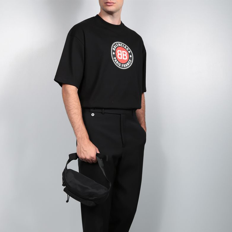 Balenciaga Oversized Black Double B Logo T-Shirt 612966TJVD61000 圖 4