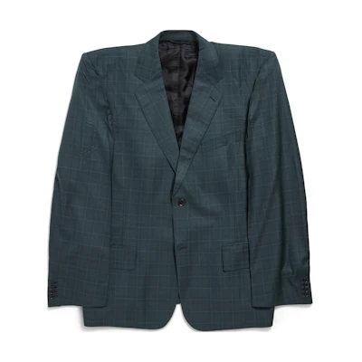 Balenciaga Oversized Boxy Straight-Cut Blazer Jacket in Deep Green 790795TQT183004