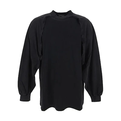 Balenciaga Oversized Crewneck Long Sleeve T-Shirt Black 751013TOVS51055