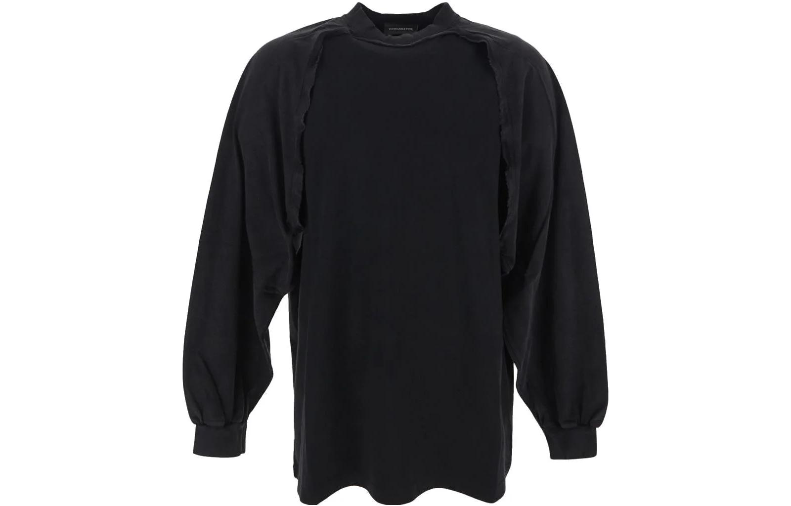 Balenciaga Oversized Crewneck Long Sleeve T-Shirt  Black 751013TOVS51055 圖 2
