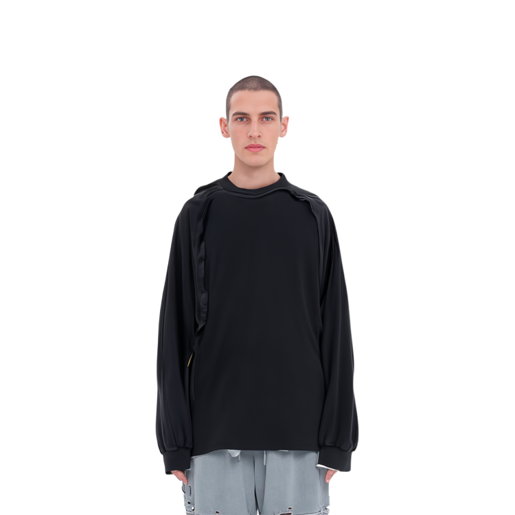 Balenciaga Oversized Crewneck Long Sleeve T-Shirt  Black 751013TOVS51055 圖 4