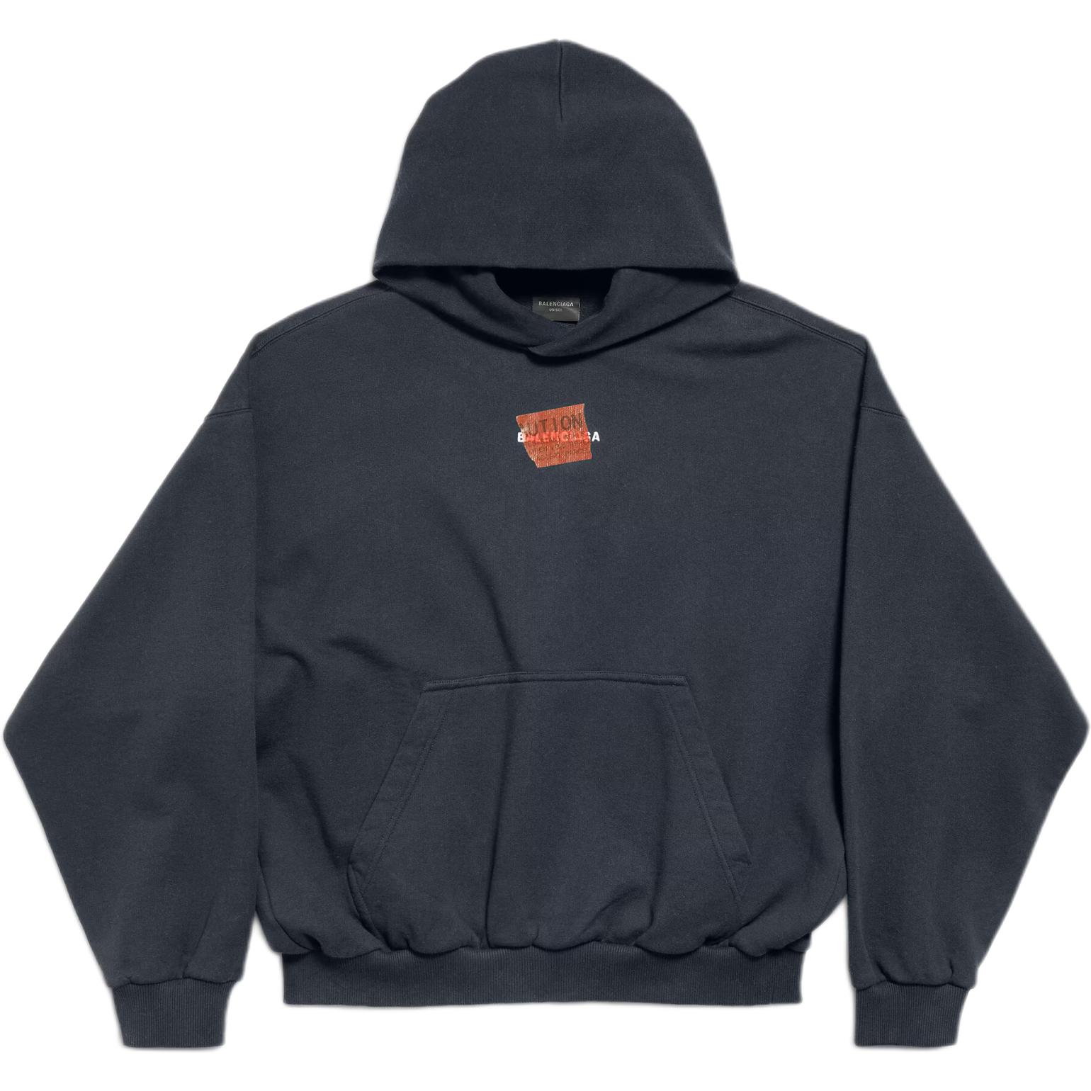 Balenciaga Oversized Hoodie with Back Tape Black 767877TSVG18737