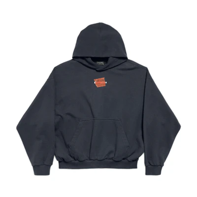 Balenciaga Oversized Hoodie with Back Tape Black 767877TSVG18737