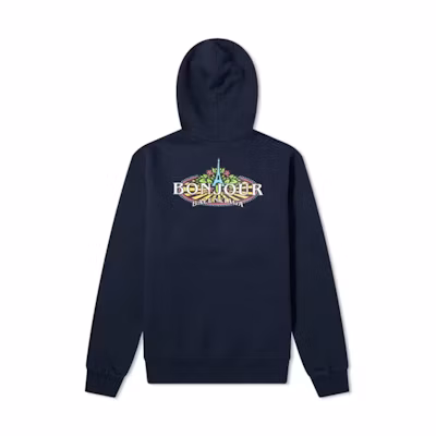 Balenciaga Oversized Letter Print Hoodie Navy Blue 600583THV618065