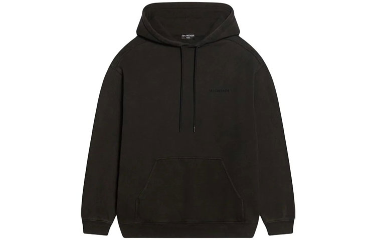 Balenciaga Oversized Logo Embroidered Hoodie in Dark Brown. 600583TLVB81146