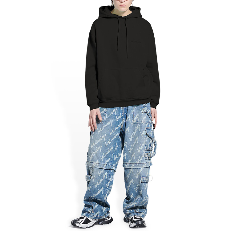 Balenciaga Oversized Logo Embroidered Hoodie in Dark Brown. 600583TLVB81146 圖 4