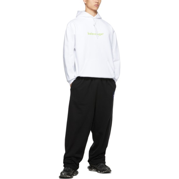 Shop Balenciaga 寬鬆版印花連帽上衣 白色長袖休閒衛衣 570811TIV559152