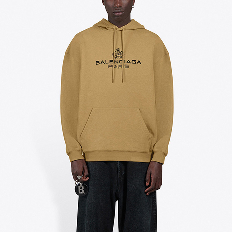 Balenciaga Oversized Logo Print Fleece Hoodie Khaki 570811TIV259605 圖 4