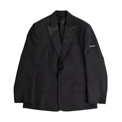 Balenciaga Oversized Logo Print Jacket Black Long Sleeve Coat 773796TOT101000