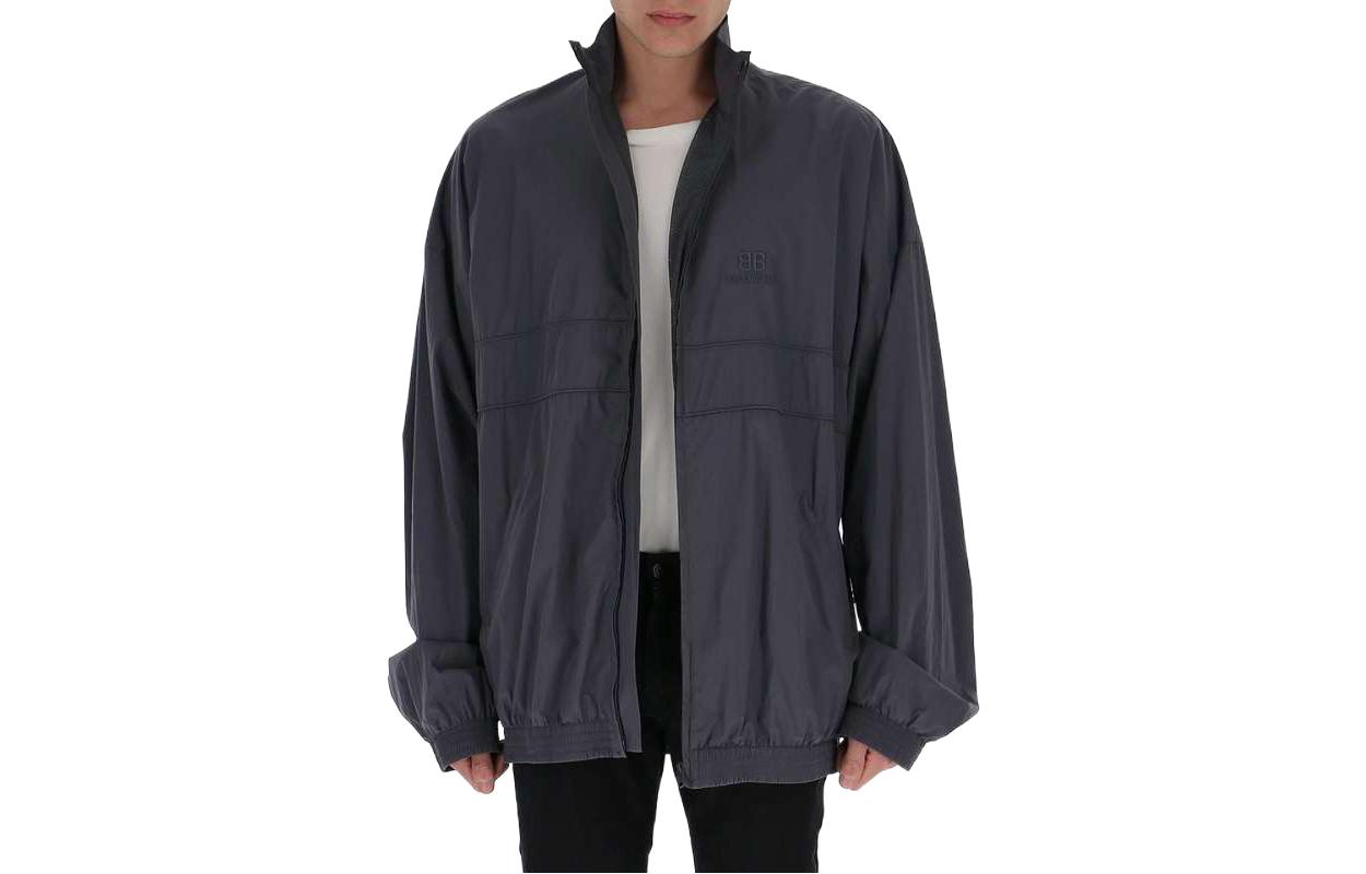 Balenciaga Oversized Logo Zip Jacket Deep Gray - Loose Fit 659099TWB131408