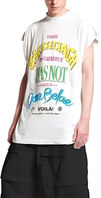 Balenciaga Oversized T-Shirt Tanpa Lengan Off-White Jersey Nipis Kasual. 767844TQVW39012 Shop Balenciaga Oversized T-Shirt Tanpa Lengan Off-White Jersey Nipis Kasual. 767844TQVW39012