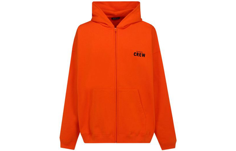Balenciaga Oversized Orange Hoodie with Logo and Zipper Design 620974TIV757702