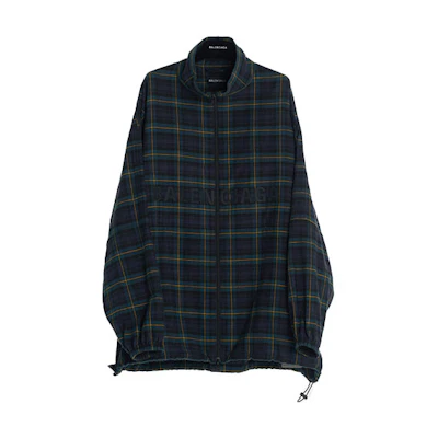 Balenciaga Oversized Plaid Logo Jacket Green Long Sleeve 571439TGM113258