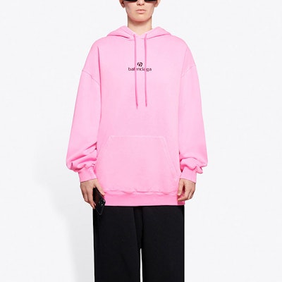 Balenciaga Oversized Sponsor Hoodie 'Bubble Gum Pink/Black' Lookbook Balenciaga Oversized Sponsor Hoodie 'Bubble Gum Pink/Black'