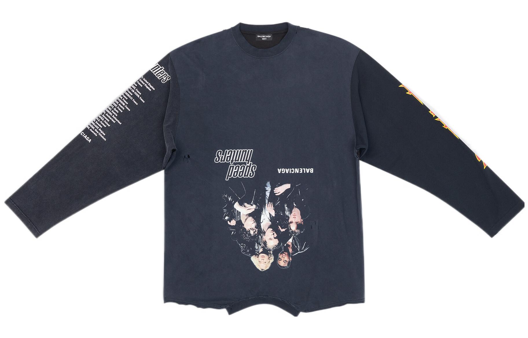 Order Balenciaga 寬鬆版SS22 Speed Hunter圖案黑色長袖T恤 男女款 698155TMVC91000