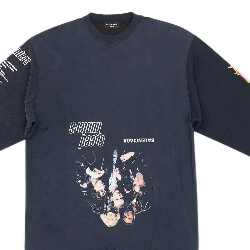 Cheap Balenciaga 寬鬆版SS22 Speed Hunter圖案黑色長袖T恤 男女款 698155TMVC91000