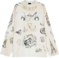 Balenciaga Oversized Tat Long Sleeve T-Shirt Unisex Gray White Graphic Tee 790365TQVR13307 Balenciaga Oversized Tat Long Sleeve T-Shirt Unisex Gray White Graphic Tee 790365TQVR13307