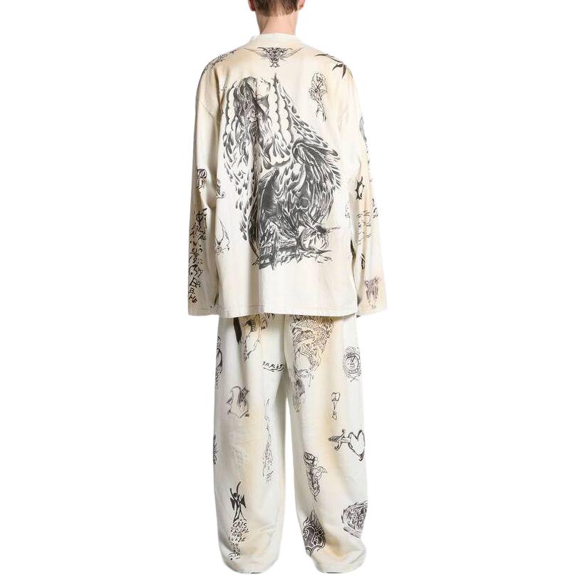 Purchase Balenciaga Oversized Baju Lengan Panjang Unisex Kelabu Putih Tee Grafik 790365TQVR13307