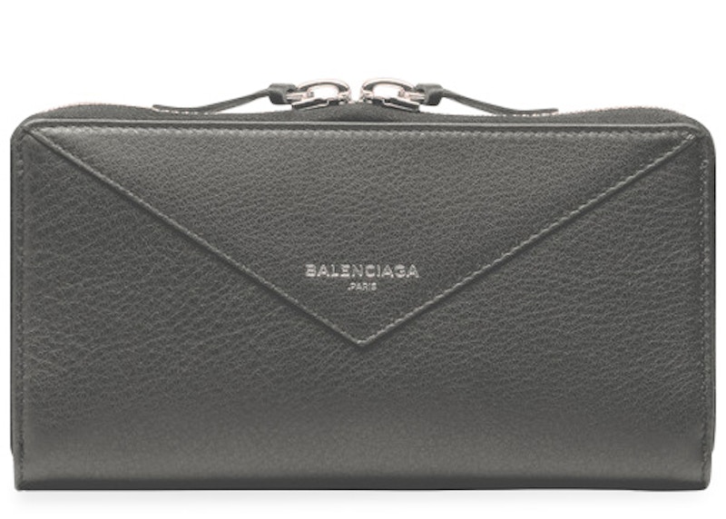 Balenciaga Papier Continental Zip Around Metal Grey