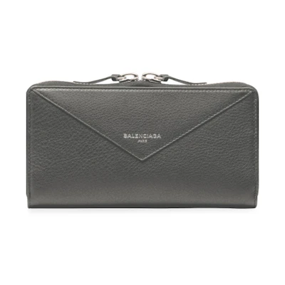 Balenciaga Papier Continental Zip Around Metal Grey