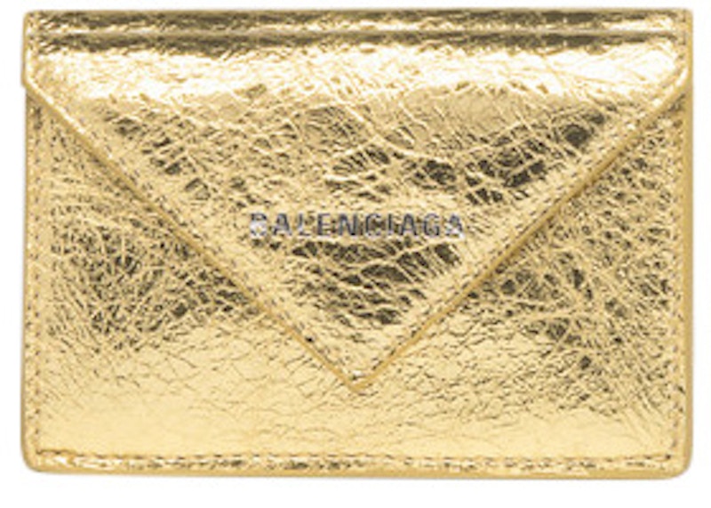Balenciaga Papier Wallet Metallic Effect Mini Gold