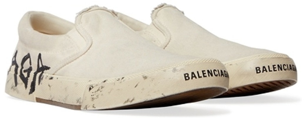 巴黎世家Balenciaga 巴黎 织物 套腳低幫 時尚板鞋 男款 白色 做舊版 Lookbook 巴黎世家Balenciaga 巴黎 织物 套腳低幫 時尚板鞋 男款 白色 做舊版