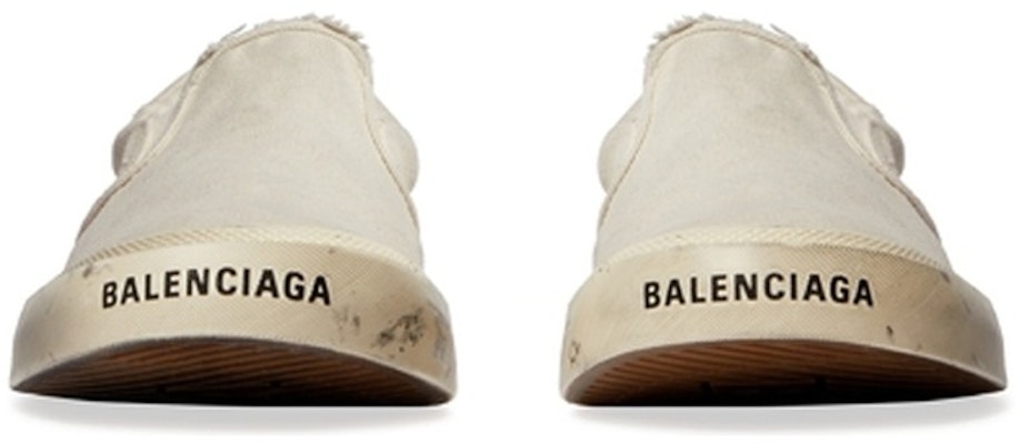 巴黎世家Balenciaga 巴黎 织物 套腳低幫 時尚板鞋 男款 白色 做舊版 Shop 巴黎世家Balenciaga 巴黎 织物 套腳低幫 時尚板鞋 男款 白色 做舊版
