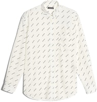 Balenciaga Paris All-Over Logo Casual Long Sleeve Shirt White Regular Fit 534333TBL969040 Balenciaga Paris All-Over Logo Casual Long Sleeve Shirt White Regular Fit 534333TBL969040