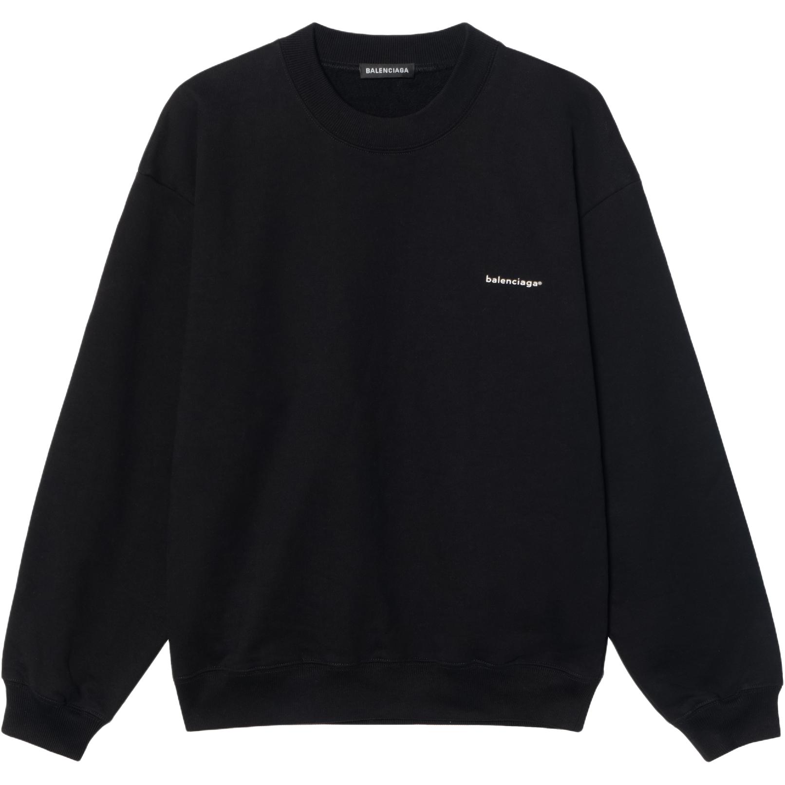 Balenciaga Paris Black Crewneck Sweatshirt with Logo Print 556147TYK271000