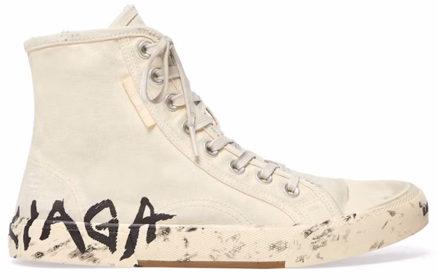 Balenciaga Paris High Top Sneakers 'White Destroyed Cotton and White Rubber with Graffiti' 688752W3RR49010 Order Balenciaga Paris High Top Sneakers 'White Destroyed Cotton and White Rubber with Graffiti' 688752W3RR49010