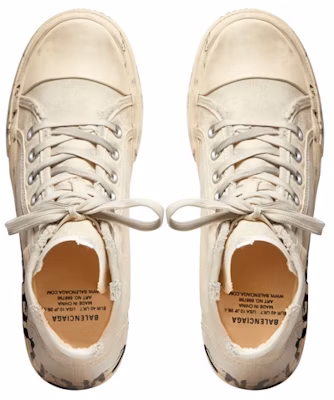 Balenciaga Paris High Top Sneakers 'White Destroyed Cotton and White Rubber with Graffiti' 688752W3RR49010 Shop Balenciaga Paris High Top Sneakers 'White Destroyed Cotton and White Rubber with Graffiti' 688752W3RR49010