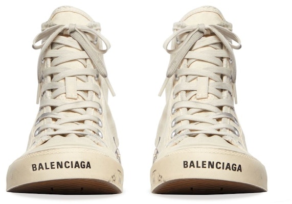 Balenciaga Paris Kasut High Top 'Putih Rosak Kapas & Getah Putih dengan Grafiti' 688752W3RR49010 Purchase Balenciaga Paris Kasut High Top 'Putih Rosak Kapas & Getah Putih dengan Grafiti' 688752W3RR49010