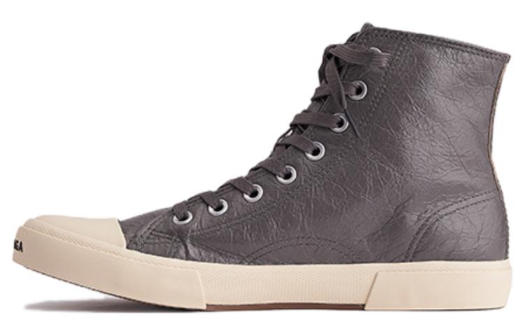 Buy Balenciaga巴黎世家 羊皮革 圓頭系帶 輕便 高幫 板鞋 男款 褐色