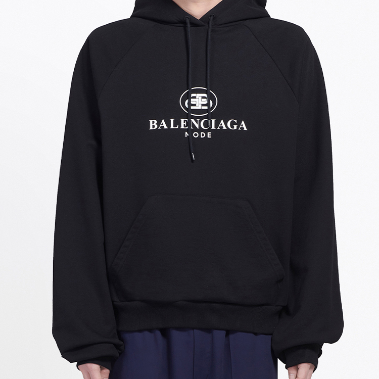 Balenciaga Paris Logo Print Hoodie Unisex Black/White Regular Fit 571194TFV751000 圖 4