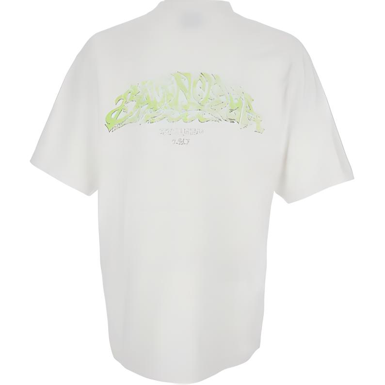 Lookbook 巴黎世家 男士巴黎标志印花宽松版白色T恤 764235TPVM89163