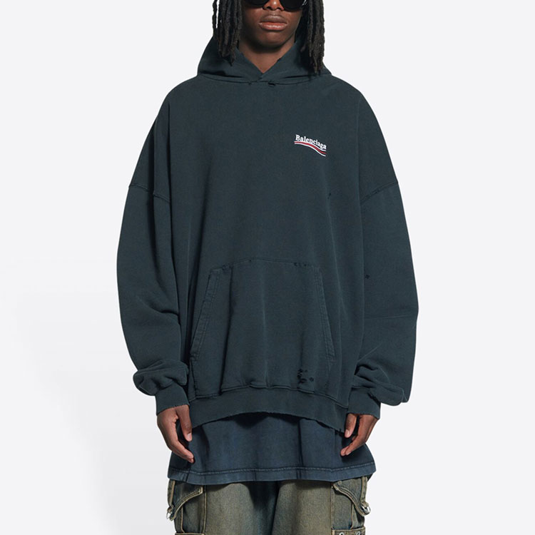 Balenciaga Paris Logo Unisex Oversized Black Hoodie Sweatshirt 620973TKVI99034 圖 5