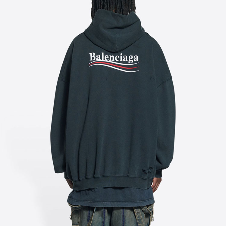 Balenciaga Paris Logo Unisex Oversized Black Hoodie Sweatshirt 620973TKVI99034 圖 6