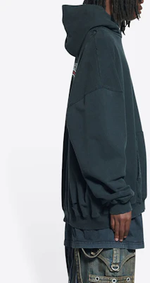 巴黎世家Logo男女同款宽松版黑色连帽卫衣 620973TKVI99034 Sizing 巴黎世家Logo男女同款宽松版黑色连帽卫衣 620973TKVI99034