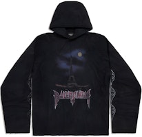 Balenciaga Paris Moon Hoodie Black Unisex Regular Fit with Crinkle Effect. 744435TOVJ4-1000 Balenciaga Paris Moon Hoodie Black Unisex Regular Fit with Crinkle Effect. 744435TOVJ4-1000