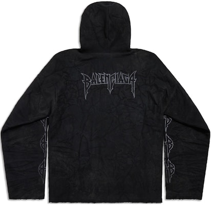 巴黎世家巴黎月亮黑色连帽衫男女同款常规版皱褶效果 744435TOVJ4-1000 Lookbook 巴黎世家巴黎月亮黑色连帽衫男女同款常规版皱褶效果 744435TOVJ4-1000