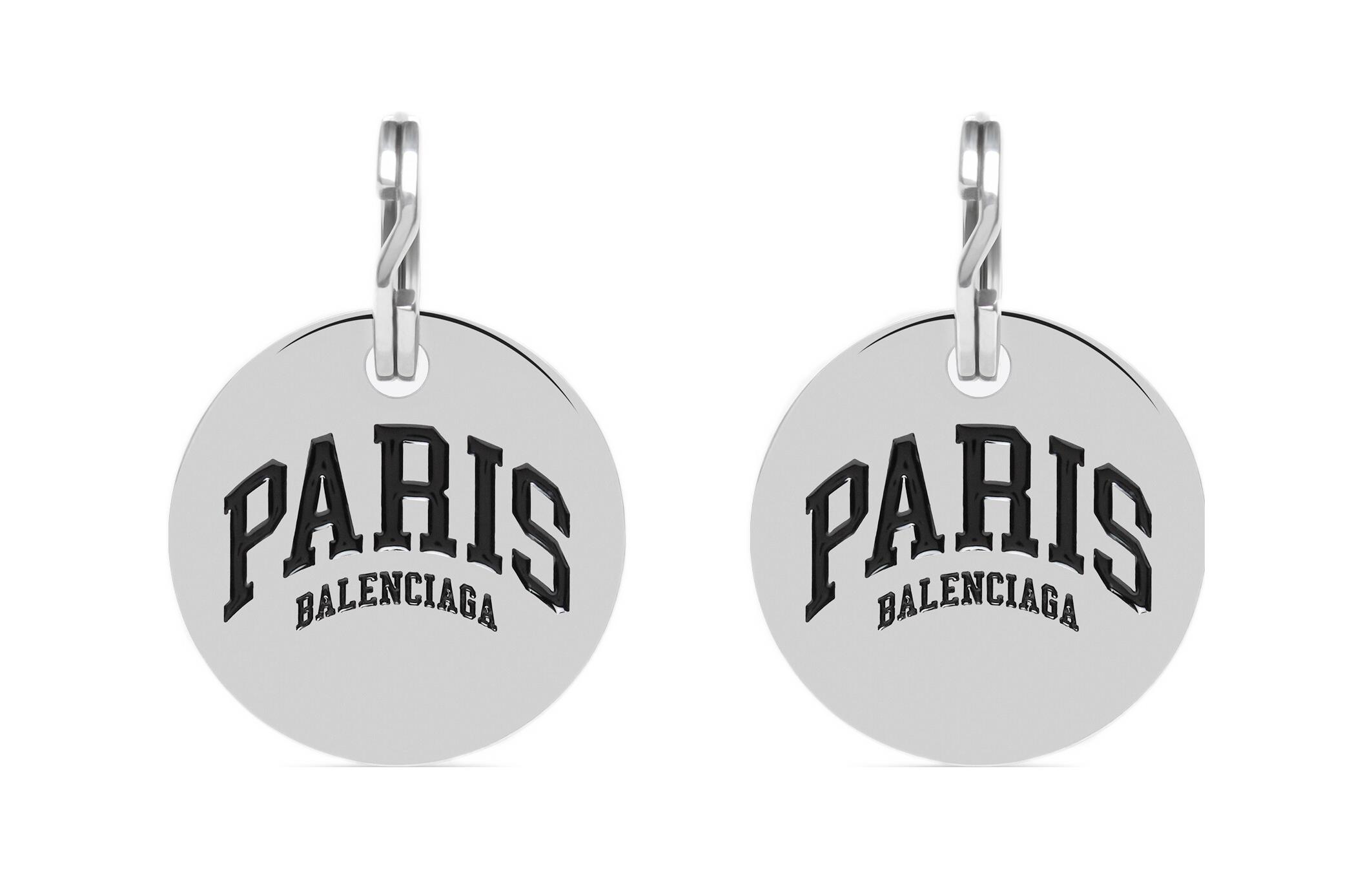 BALENCIAGA PARIS Series City Earrings Silver 689381TZ14I0926