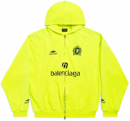 巴黎世家巴黎足球连帽拉链卫衣荧光绿色中号版型 744457TPVS67110 Buy 巴黎世家巴黎足球连帽拉链卫衣荧光绿色中号版型 744457TPVS67110