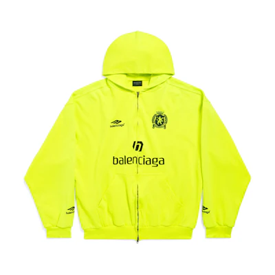 Balenciaga Paris Soccer Zip-Up Hoodie Fluorescent Green Medium Fit 744457TPVS67110