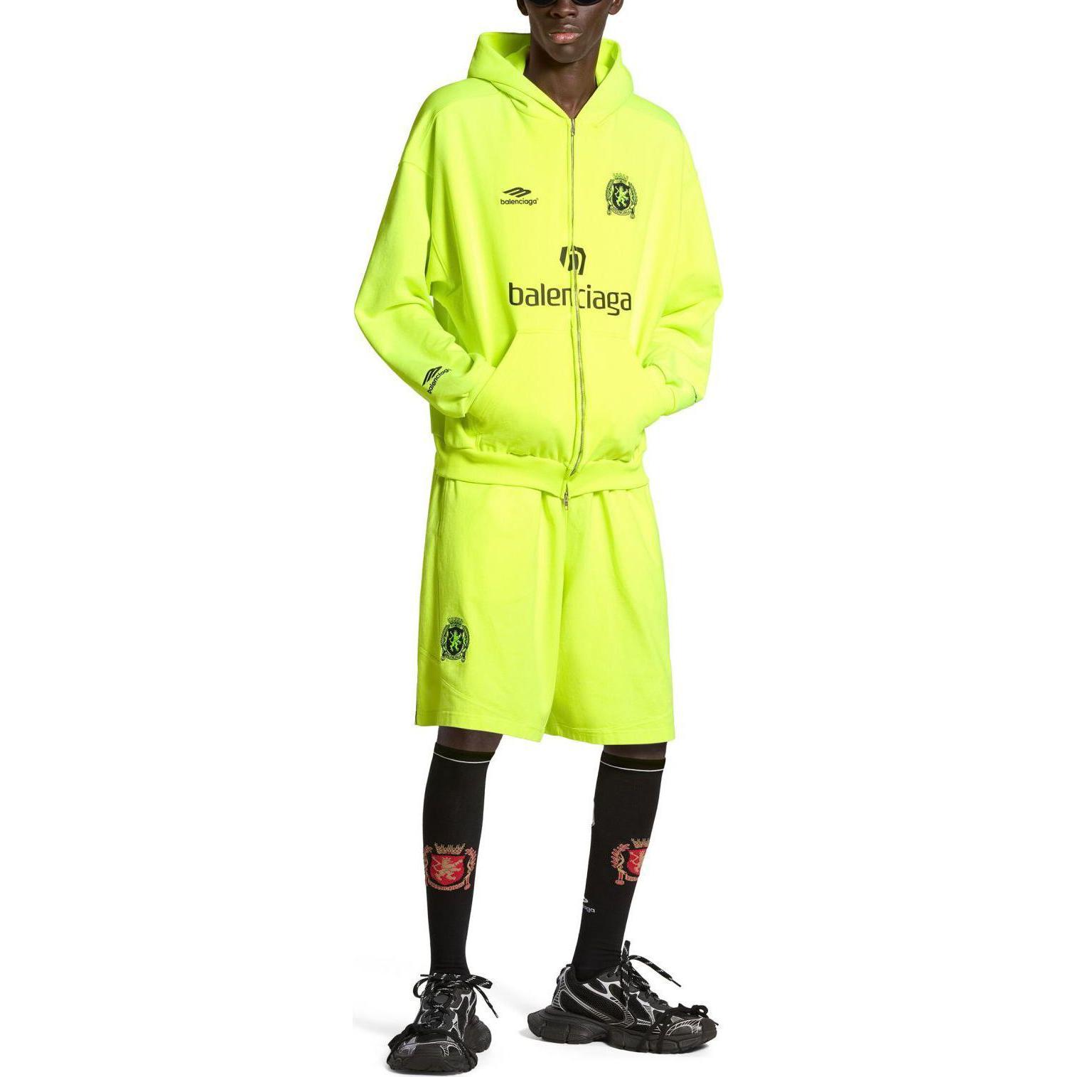 Shop 巴黎世家巴黎足球连帽拉链卫衣荧光绿色中号版型 744457TPVS67110