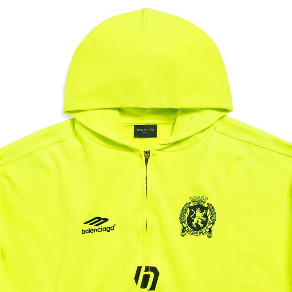 Sizing 巴黎世家巴黎足球连帽拉链卫衣荧光绿色中号版型 744457TPVS67110