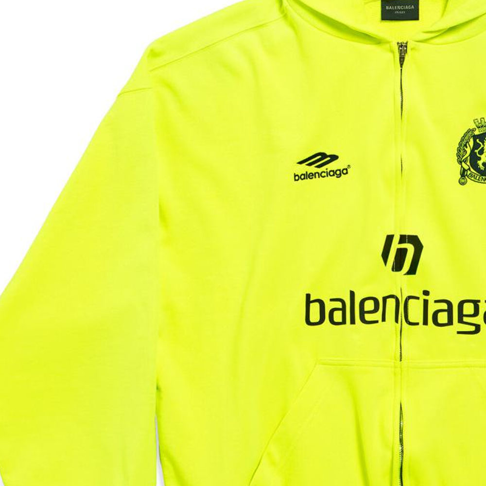 Cheap 巴黎世家巴黎足球连帽拉链卫衣荧光绿色中号版型 744457TPVS67110