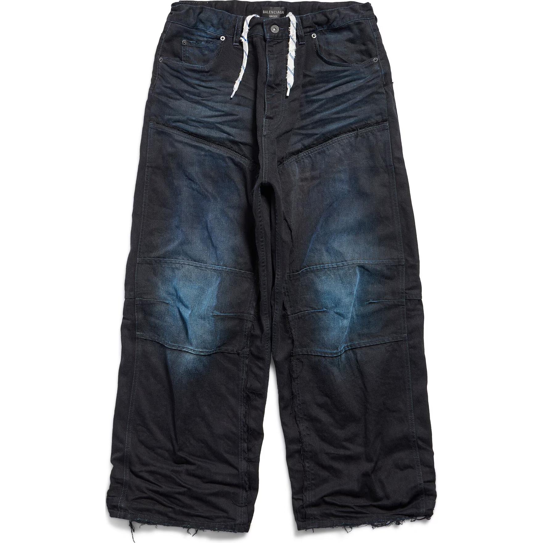 Balenciaga Patchwork Tie-Dye Straight-Leg Jeans Unisex Black. 809444TRW587150 圖 2