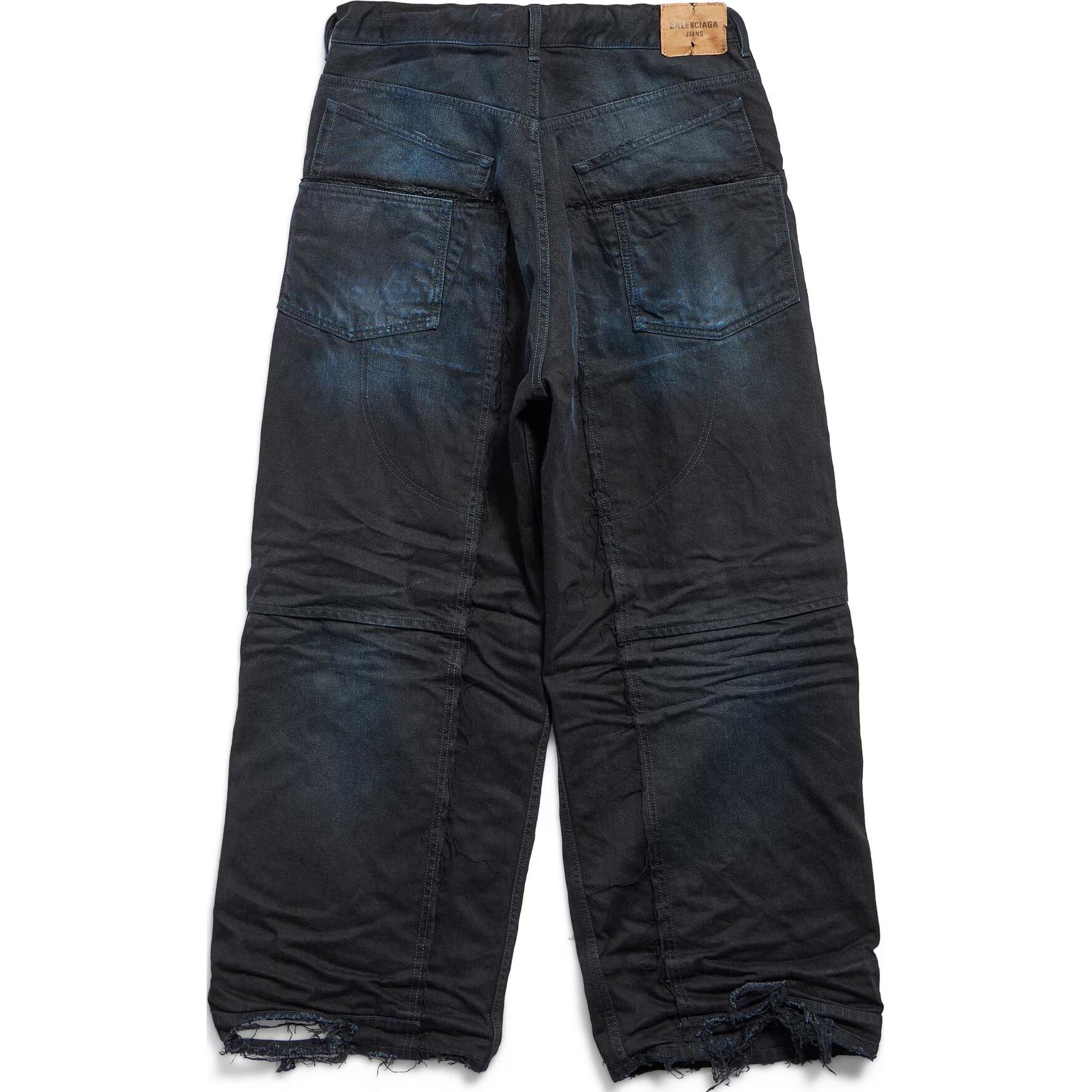 Balenciaga Patchwork Tie-Dye Straight-Leg Jeans Unisex Black. 809444TRW587150 圖 3