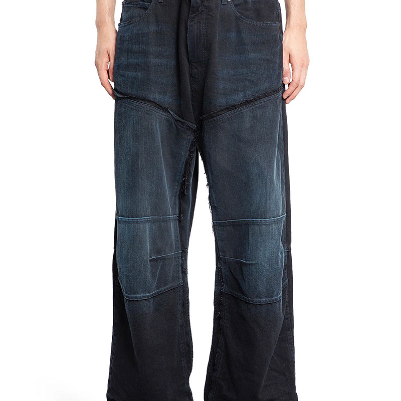 Balenciaga Patchwork Tie-Dye Straight-Leg Jeans Unisex Black. 809444TRW587150 圖 4